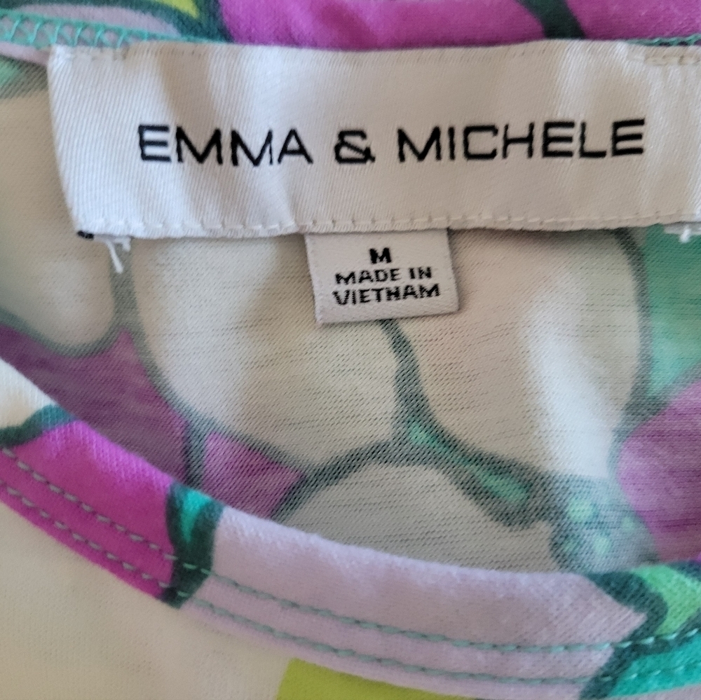 Emma & Michelle Maxi Dress Aqua Green Purple Tropical Sleeveless Size Medium - Picture 4 of 4